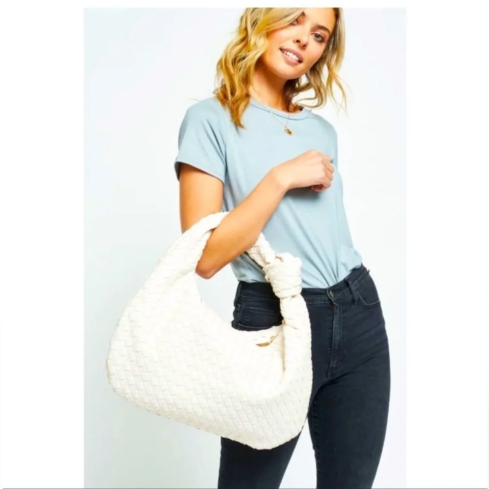 💎💎NWT-Urban Expressions STUNNING Bone Suede Faux-Leather Woven Hobo Bag 💎💎
